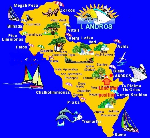 land position - Lamyra - Ipsilou on ANDROS fun-map